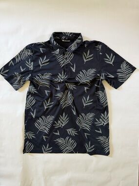 Travis Mathew Men's Black Tropical Print Polo Shirt